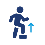An icon showing a person stepping upwards