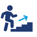 An icon showing person walking up stairs