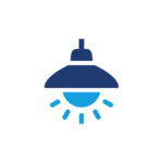 Icon of a hanging light with bulb shining